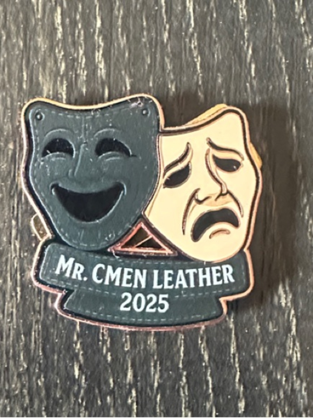 Theater Comedy & Tragedy Enamel Pin - Black and Cream